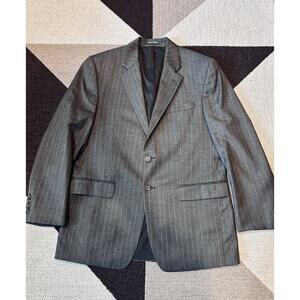Lauren Ralph Lauren Mens‎ Blazer Two-Button Striped Gray Formal Suit Jacket 40R